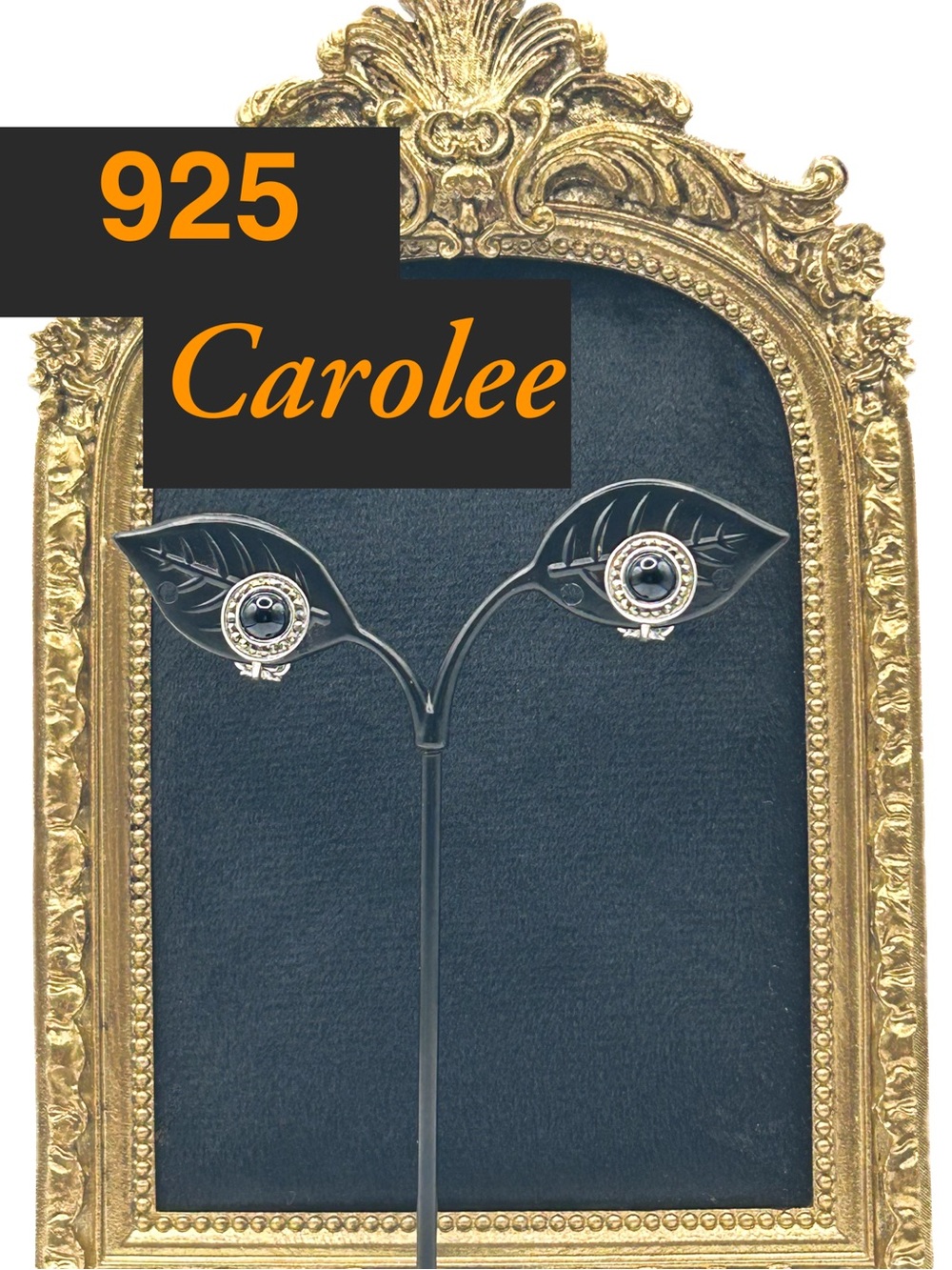Carolee 925 Sterling Silver Black Onyx Marcasite Clip On Earring